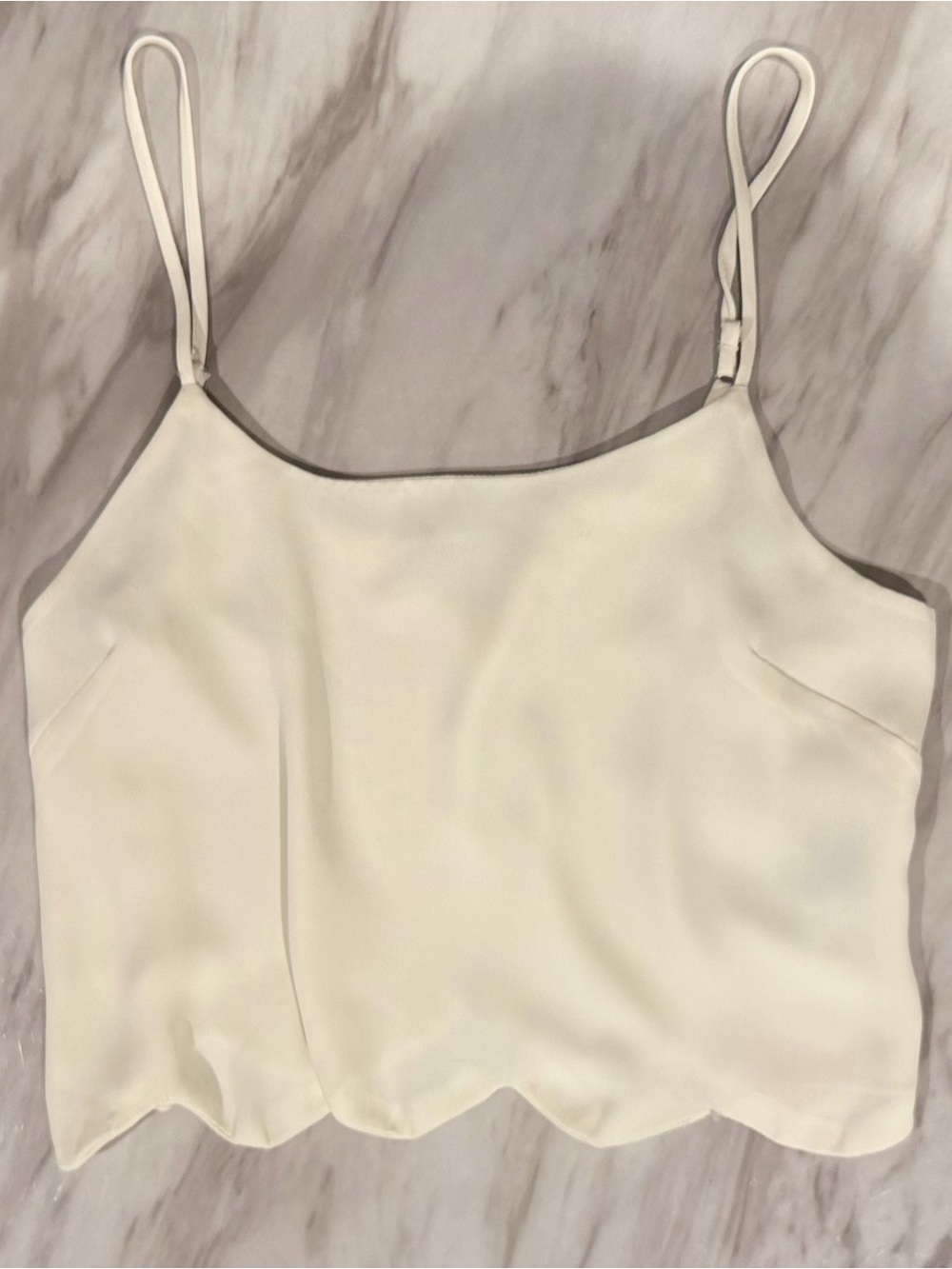 La Hearts Cream Scallop Hem Cami with Adjustable Straps
